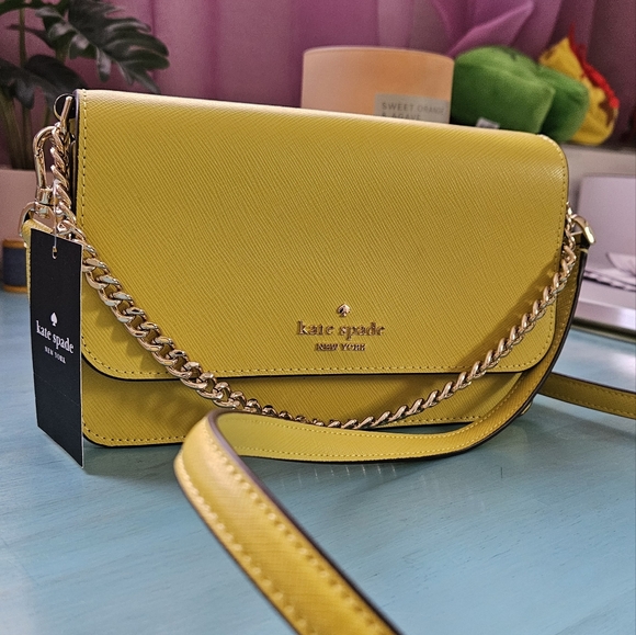 kate spade Handbags - Kate spade small flap crossbody - yellow (lime slice)